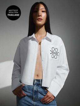 Pomelo - Asymmetric Button-Up Shirt - White