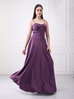 GAIIA - Purple Satin Solid Gown