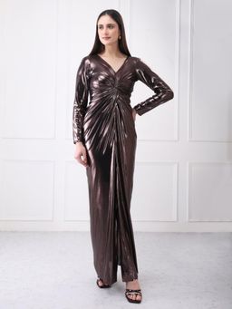 GAIIA - Copper Lycra Solid Maxi Dress