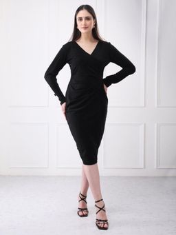 GAIIA - Black Lycra Solid Mini Dress