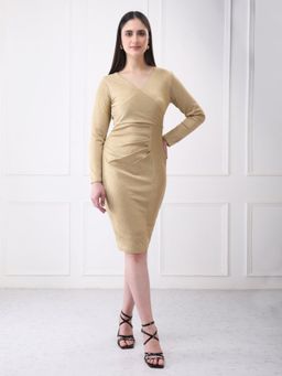GAIIA - Gold Lycra Solid Mini Dress