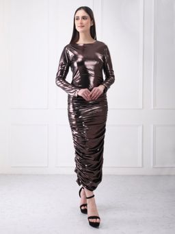 GAIIA - Copper Lycra Solid Midi Dress