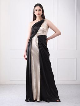 GAIIA - Black Satin Solid Gown