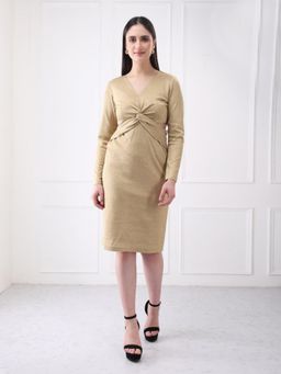 GAIIA - Gold Lycra Solid Mini Dress