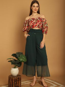 BLANC9 - Multi-Color Polyester Printed Top With Trouser