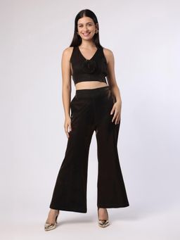 BLANC9 - Brown Polyester Solid Top With Trouser