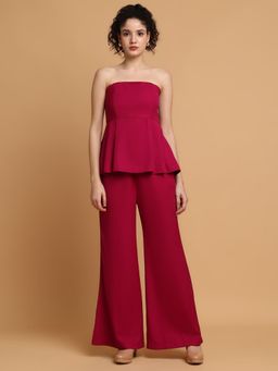 BLANC9 - Magenta Polyester Solid Top With Trouser