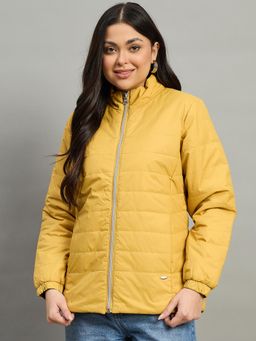 Duke - Yellow Polyester Solid Reversible Puffer Jacket