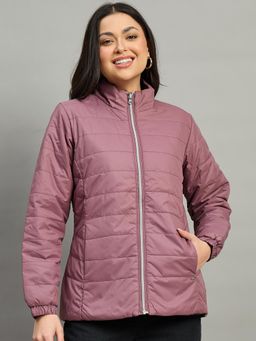 Duke - Purple Polyester Solid Reversible Puffer Jacket