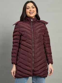 Duke - Maroon Polyester Solid Puffer Jacket