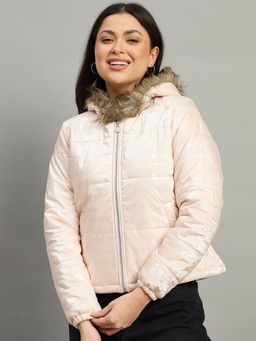 Duke - Pink Nylon Solid Puffer Jacket