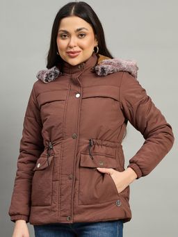 Duke - Brown Polyester Solid Jacket