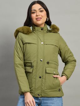 Duke - Green Polyester Solid Jacket