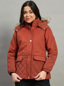 Duke - Brown Tweed Solid Puffer Jacket