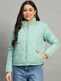 Duke - Green Polyester Solid Puffer Jacket