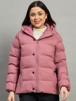 Duke - Purple Polyester Solid Puffer Jacket
