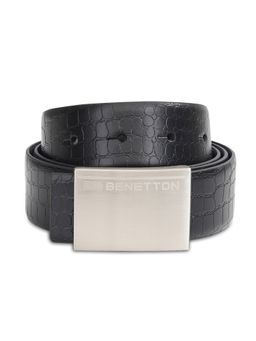 United Colors of Benetton - Men Black/Navy Leather Romano Reversible Belt