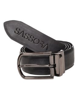 Sassora - Men Black Genuine Leather Reversible Belt