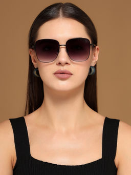 Voyage - Unisex Black Frame Grey Lens Color Square Sunglass (58)