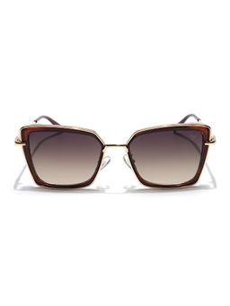 Voyage - Women Gold Frame Brown Lens Color Cateye Sunglass (52)