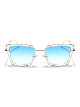 Voyage - Women Gold Frame Blue Lens Color Cateye Sunglass (52)