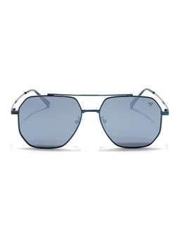 Voyage - Unisex Blue Frame Black Lens Color Wayfarer Sunglass (58)