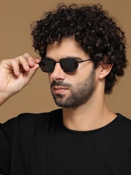 Voyage - Unisex Black Frame Black Lens Color Rectangle Sunglass (54)