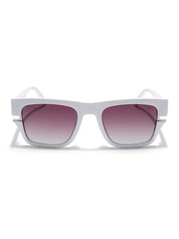 Voyage - Unisex White Frame Brown Lens Color Wayfarer Sunglass (56)