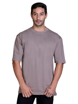 Parcel Yard - Men Cottonblend Oversized Printed T-Shirt Taupe