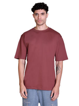 Parcel Yard - Men Cottonblend Oversized Printed T-Shirt Maroon