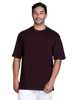Parcel Yard - Men Cottonblend Oversized Printed T-Shirt Wine