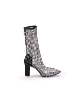 IYKYK by Nykaa Fashion - Black Embellished Pointed Block Heel Boots