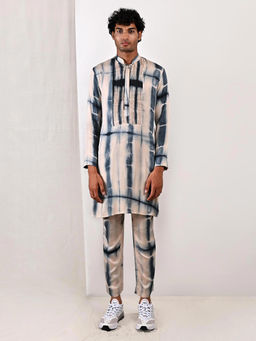 Bohame - Hudson Blue And Grey Tie Dye Kurta (set Of 2)