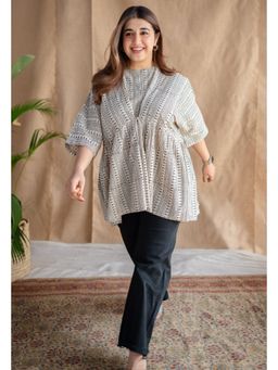 The Indian Ethnic Co. - Off White Fakira Cotton Top