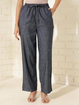 Fabindia - Blue Cotton Full Length Casual Pant