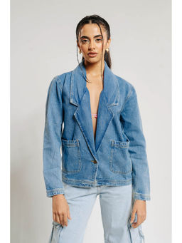 FREAKINS - Single Breasted Denim Blazer