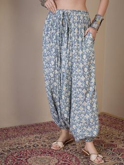 InWeave - Powder Blue Ikat Print Harem Pant