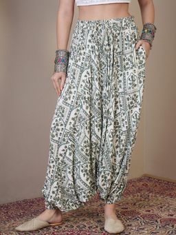 InWeave - Sea Green Ethnic Window Harem Pant