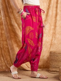 InWeave - Fuchsia Leaf Cowl Harem Pant