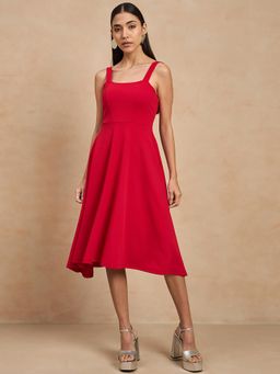 COLOR CAPITAL - Red Midi Dress