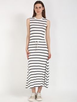 Tommy Hilfiger - White Stripe Midi Sleeveless Dress