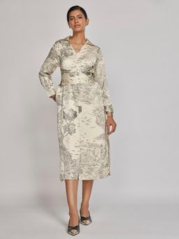 The Label Life - Women Satin Printed Shirt Dress