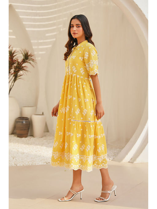 biba gold dress Buy Mustard Brown Cotton Layered Anarkali Dress Online at Biba India