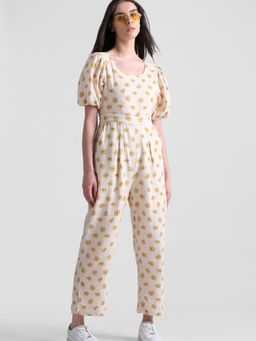 ONLY - Women Floral Print Beige Jumpsuit
