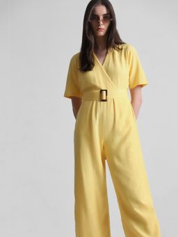 ONLY - Women Solid Yellow Jumpsuit (Set of 2)