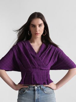 ONLY - Women Solid Purple Top