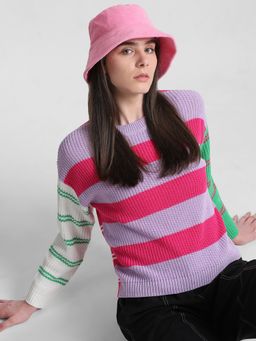 ONLY - Women Striped Multi-Color Sweater
