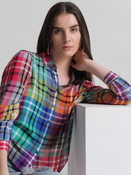 ONLY - Women Checked Multi-Color Shirt