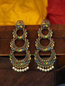 Anika's Creations - Traditional Gold Plated Multicolour Layered Partywear Earring