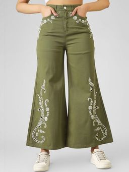 COSMIC TRIO - Women Smart Regular Fit High-Rise Embroidered Stretchable Jeans